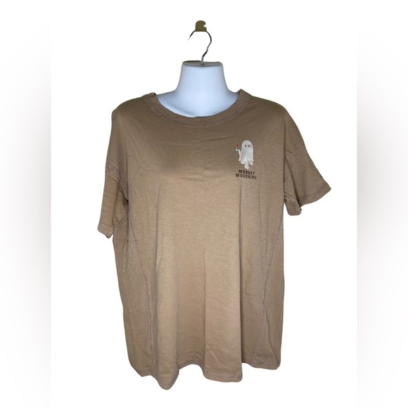 Sz US XS aerie oversized graphic boyfriend Tan Graphic T-Shirt Halloween - Picture 8 of 15
